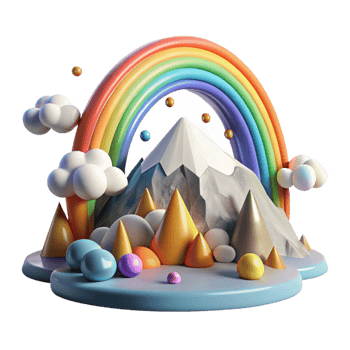 vibrant artistic Mountain Scene with Rainbow After Rain Transparent Background original png