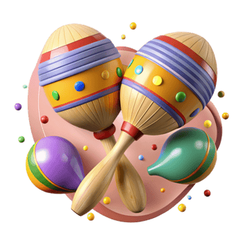 magnificent abstract Mexican Maracas Brightly Painted Wood Isolated Cutout png