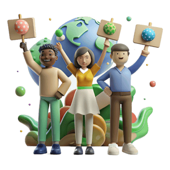 serene modern Group of People Holding Climate Change Signs Cutout genuine png