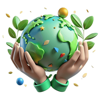 serene creative Hands Holding Globe with Green Leaves Cutout high resolution png