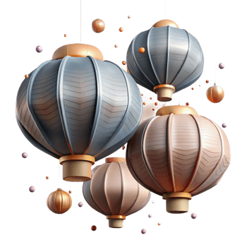 elegant artistic Obon Festival Paper Lanterns Floating in the Sky professional png