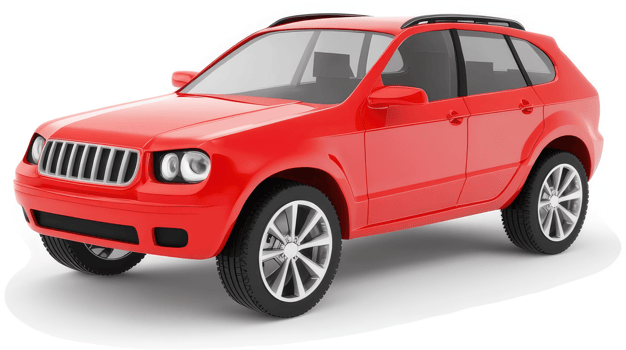 Vivid red SUV against a plain background. png