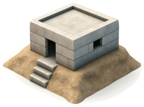 Simple, fortified structure on a sand-filled platform. png