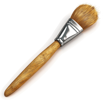 Flat, round-tipped paintbrush with a wooden handle. png