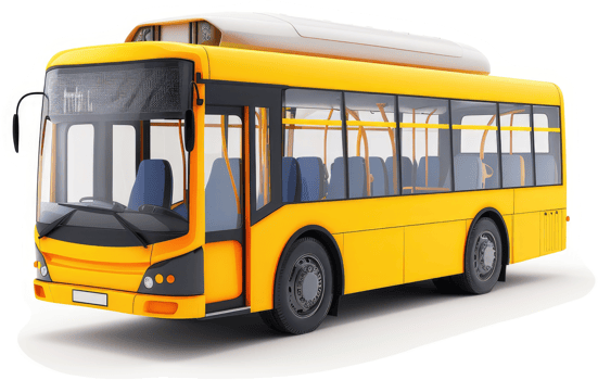 Bright yellow school bus, modern design. png