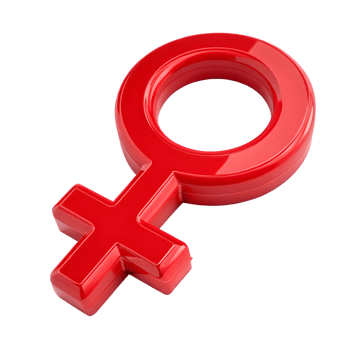 Red Female Symbol , Glossy 3D Feminist Icon with Minimalist Design and Cross png
