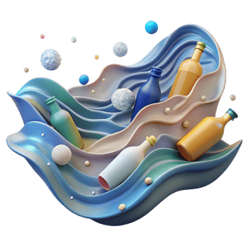 elegant minimalist Ocean Waves with Plastic Pollution Transparent Background original png