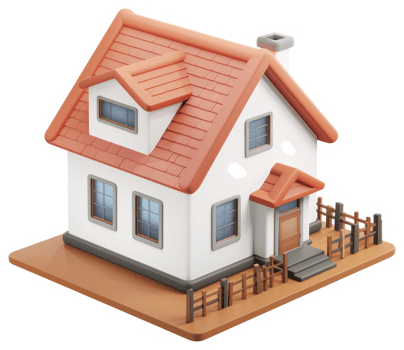 Cute, stylized representation of a two-story home. png
