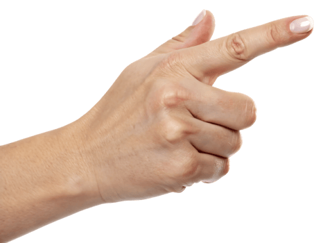 Close-up of a human hand pointing with index finger, isolated on transparent background, perfect for gesture, direction, and communication concepts. png