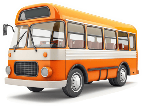 Retro orange school bus, classic design. png