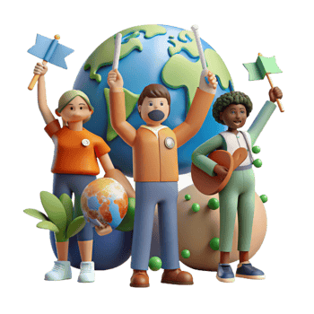 serene traditional Group of People Protesting Climate Change Transparent Background detailed png