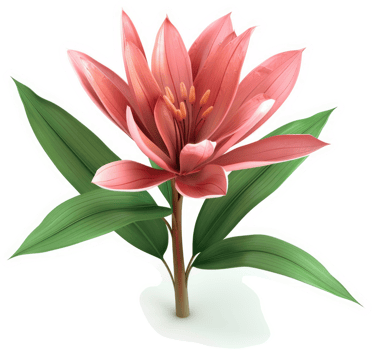 Delicate pink flower with lush green foliage. png