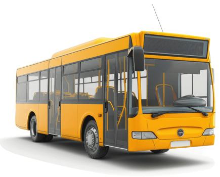 Yellow city bus isolated against a white background. png
