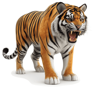 Powerful tiger displays aggression and ferocity. png