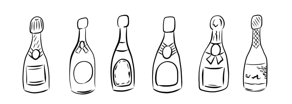 An Illustration Showcasing Various Unique Champagne Bottles for All Types of Celebrations vector