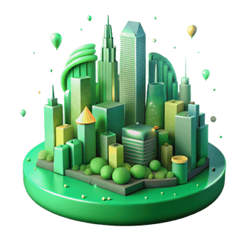 dramatic classic Green City Skyline Night View Isolated original png
