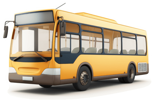 Modern yellow city bus, isolated on white background. png
