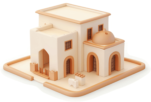 Beige architectural model of a traditional mediterranean house. png