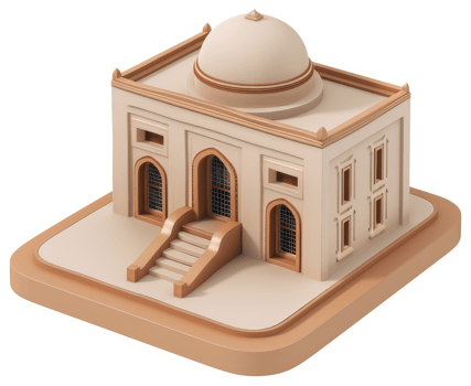 Beige, architectural model of a historical building. png
