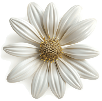 Ornate, creamy white daisy sculpture. png