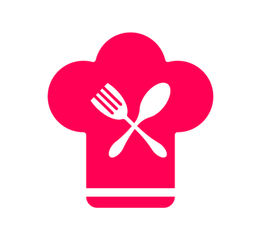 Pink Chef Hat with Crossed Fork and Spoon. Culinary Icon - Simple and vibrant illustration of a pink chef hat with a white crossed fork and spoon. Transparent background. png