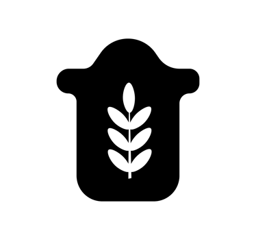 Black Flour Bag with Wheat Illustration. Baking Ingredient Icon - Simple black illustration of a bag of flour with a white wheat stalk on it. Transparent background. png