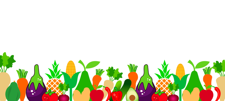 Colorful Vegetable Border Illustration. Simple Food Art. Minimalist Design of a Variety of Produce. Isolated Illustration. png