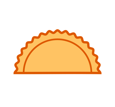 Orange Empanada Illustration. Simple Savory Pastry Icon. Minimalist Design of a Filled Turnover. Isolated Illustration. png