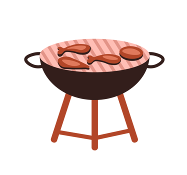 Barbecue Grill with Food Illustration. Simple Cooking Icon. Minimalist Design of a BBQ with Meat. Isolated Illustration. png