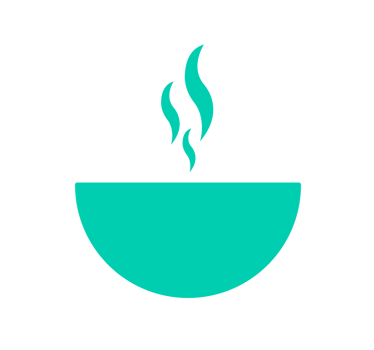 Teal Steaming Bowl Illustration. Simple Food Icon - Clean and basic illustration of a teal bowl with steaming vapor rising from it. Transparent background png