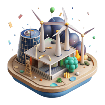 elegant creative Renewable Energy Power Plant Aerial View Cutout high resolution png