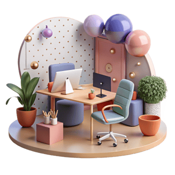 vibrant rustic Modern Office Interior Teamwork Atmosphere Transparent Background professional png