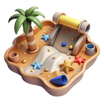 vibrant modern Old Map Treasure Island Illustration Isolated Cutout premium png