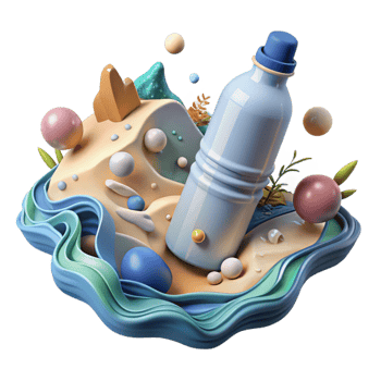 serene vintage Plastic Bottle in River Cutout Pollution Theme Isolated high resolution png