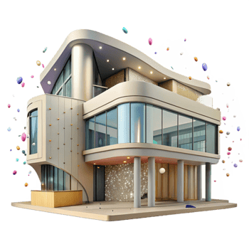 magnificent vintage Modern Architecture Building Front View Cutout original png