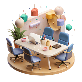 beautiful traditional Modern Office Collaboration Meeting Scene Transparent Background premium png