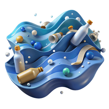 dramatic traditional Ocean Waves with Plastic Pollution Transparent Background detailed png