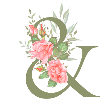Hand painted watercolor floral alphabet - letter AND. The letter of the alphabet is olive colored and decorated with watercolor roses. Wedding, birthday, children's party, any creative ideas. png