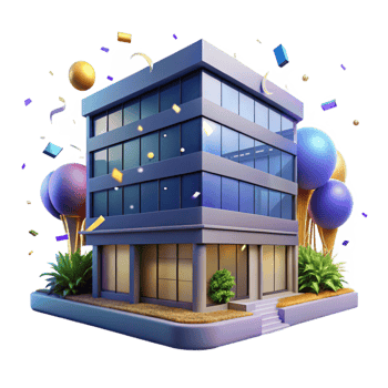 beautiful traditional Office Building at Night Transparent Background premium png