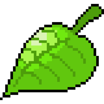 Pixel leaf. Green leaf icon. Pixelated green leaf png