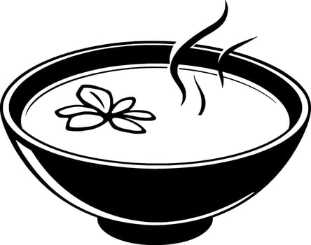 Steaming Bowl of Herbal Tea with Flower Garnish vector