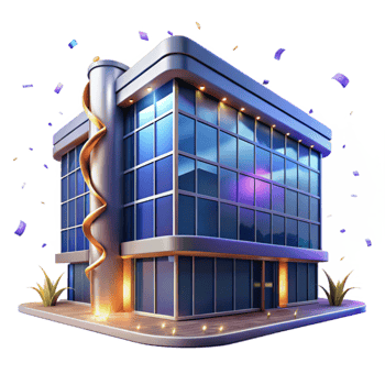 extraordinary creative Modern Office Building Facade Isolated Night View authentic png