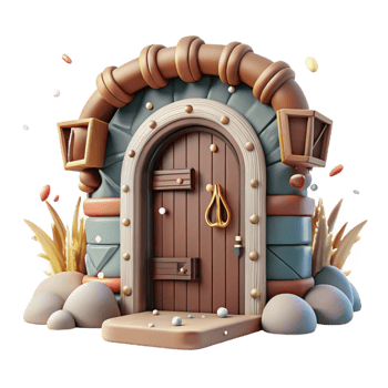 stunning rustic Hunting Lodge Entrance Detail Cutout with Door premium png