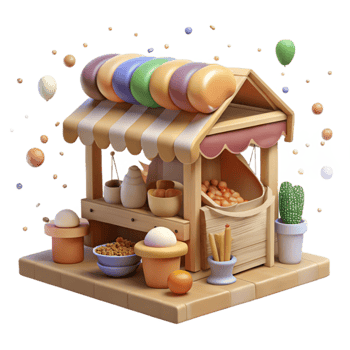 vibrant minimalist Local Food Market Scene Isolated detailed png