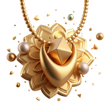 vibrant traditional Ornate Gold Necklace Isolated png