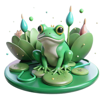 beautiful traditional Native Frog on Lily Pad Green Hues Transparent Background detailed png