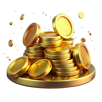 dramatic artistic Realistic Pile of Gold Coins Transparent Background high resolution png