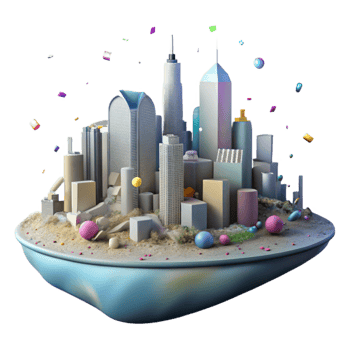 beautiful vintage Polluted City Skyline Silhouette Cutout detailed png