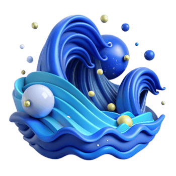 impressive contemporary Ocean Waves Illustration Blue Isolated Element detailed png