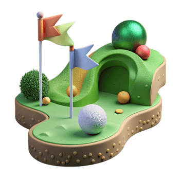 magnificent creative Golf Course with Green and Flag Isolated high resolution png
